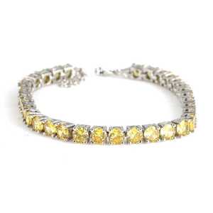 กำไลข้อมือเงินแท้ 925 ทรงกลมประดับด้วยพลอยซิทริน - Product Image 1