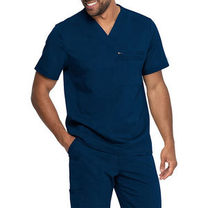 Último conjunto de uniforme de trabajo para hombre, de manga corta con bolsillo Tops, pantalones largos, uniformes de enfermera de 2 piezas, trajes de clínica, ropa de trabajo con cuello en V - Product Image 1
