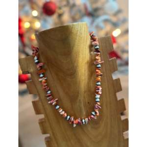 Collier Navajo en argent sterling et perles d'huîtres rouges/oranges pour occasions spéciales - Product Image 3