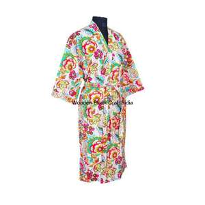 Robe Kimono Longue en Coton Biologique pour Femmes, Vente en Gros, Écologique, avec Ceinture, Saison Printemps - Product Image 1