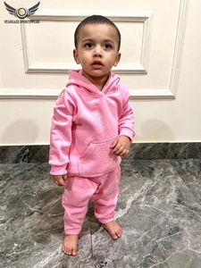 Venta caliente niños chándal Color sólido chándal niños 2 uds conjunto chándal de lana para niños chándal ropa precio barato OEM - Product Image 2