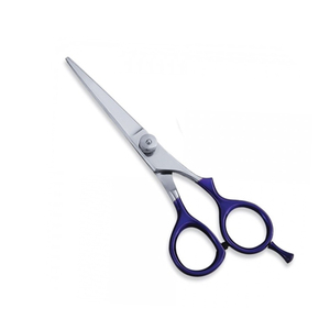 Ciseaux de salon de beauté avec embout à vis amovible, manche bleu revêtu, ciseaux de coupe de cheveux de salon, lame droite en acier métallique - Product Image 2