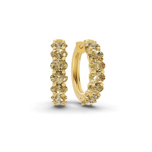 Boucles d'oreilles créoles ovales en diamant de laboratoire jaune soleil 4 carats, pureté VS, 14 diamants, or massif 14K, éclat radieux, pour soirée - Product Image 3