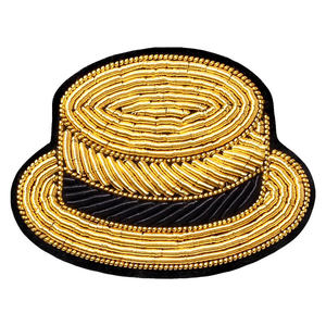 New Best Quality Embroidered Fashion Bullion Wire Brooches with Chenille Fabric Low Price Wholesale <b>Hat</b> Brooch - Product Image 1