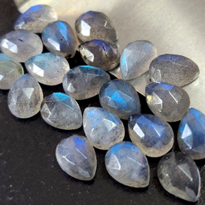 Natural Labradorite Pear <b>Rose</b> Cut Faceted <b>Top</b> Quality 5x7mm <b>Top</b> Quality - Labradorite Pear <b>Rose</b> Cut Faceted - Product Image 1