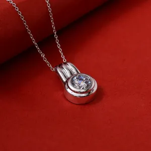 Collier pendentif en argent 925 avec pierre naturelle, taille brillant, serti clos, fait main, chaîne serpent plaquée argent, bijoux classiques pour femme - Product Image 4