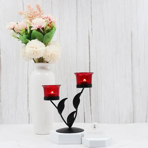 Leave Design <b>Candle</b> Holder Elegant Romantic Luxury Christmas Room Decorative Crafts Elegant <b>Dinner</b> Light Metal Home Ornament - Product Image 1
