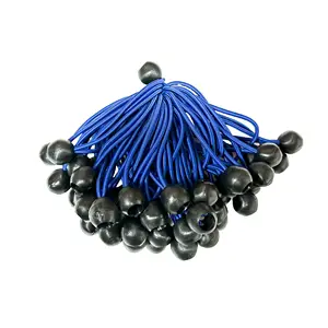 Bungee Cord with Balls, 25Pcs 4 Inch Black Bungee Ball Cords, Heavy Duty Tarp Bungees Ties Elastic Tie Down Straps for Tarpaulin