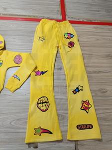 Custom Made Printed Breathable Sweat Suit Sun Faded Acid Wash Jogger Sweatpants Hoodie Set Patchwork DTF <b>Stickers</b> 100% Cotton - Product Image 4