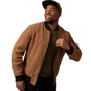 <b>Suede</b> Leather Heated Breathable Embroidered Varsity <b>Jacket</b> for Men's Winter Street Style with Front Logo - Product Image 5