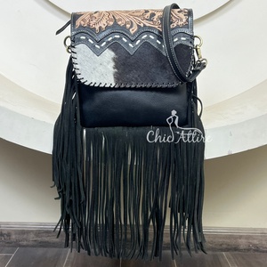 Nuevo Bolso Bandolera de Cuero Vacuno con Flecos Hecho a Mano por Diseñador 2025, Bolso de Hombro de Cuero Estilo Western Vintage, Bolso Boho con Flecos para Mujer - Product Image 1