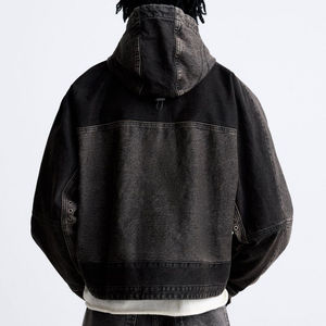 Veste en jean vintage à boutons avec broderie personnalisée STITCHMODE, impression de logo, lavage vintage, veste décontractée pour homme, poche plaquée de haute qualité - Product Image 3