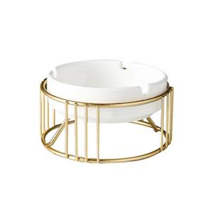 Amazing <b>Ashtray</b> Bowl for Home Office Hotel Unique Bar Unique Design Metal <b>Ashtray</b> Round Shaped Gold White Color Tabletop <b>Ashtray</b> - Product Image 1