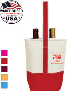 Sac fourre-tout décontracté en toile pour 2 bouteilles de vin avec poignées en toile – Idéal pour les voyages et les cadeaux - Product Image 5