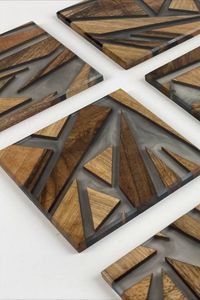 Posavasos de madera con diseño de nogal rústico, alfombrilla cuadrada redonda para bebidas de café para decoración de escritorio, artículo promocional - Product Image 6