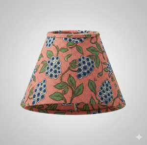 Abat-jour léger en coton imprimé floral fait main, de luxe, écologique, rose poudré, style indien - Product Image 5