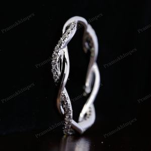 Nouvelle arrivée torsadé bande de mariage coupe diamant 0.30CTW VS clarté Moissanite bague en or prix usine indien fabrication unisexe - Product Image 6