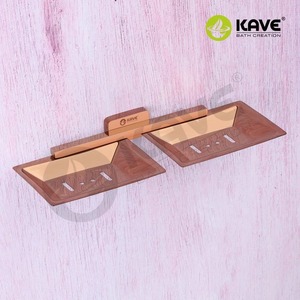 Porte-savon double en acier inoxydable rectangulaire or rose Porte-savon mural double Porte-savon pour salle de bain Douche Organisateur Rack - Product Image 3