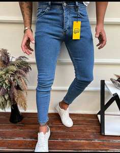 Pantalones Vaqueros de Mezclilla Ajustados Vintage para Hombre, Pantalones Casuales Elásticos de Color, Pantalones de Cintura Media, Ropa de Calle a la Moda - Product Image 2