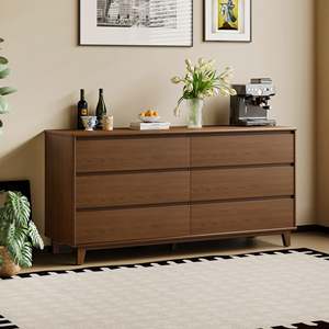 Arezzo Solid Oak French European Design <b>6</b>-<b>Drawer</b> Chest Storage for Dining Living Room Hotel Use Made Metal MDF/Melamine - Product Image 1