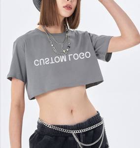 High Quality Oversized Cropped Knitted Tshirt for Women Heavyweight <b>Crop</b> <b>Top</b>-Wholesale Supply - Product Image 2