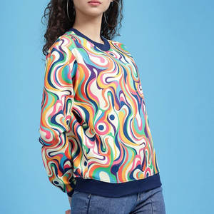 Sweat-shirt en molleton de coton éponge de haute qualité pour femmes avec logo sur le devant, respirant et durable, vêtement décontracté pour l'hiver - Product Image 2