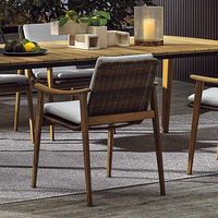 Table et chaises de jardin en teck pour fêtes en plein air, table à manger en bois pour restaurant, patio, style moderne, table en teck et chaise en corde