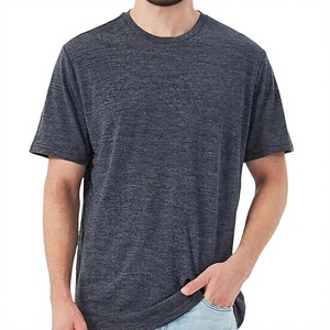 T-shirt décontracté à manches courtes et col rond pour homme, grande taille, respirant, couleur unie, en jersey tricoté en laine mérinos, design uni - Product Image 1