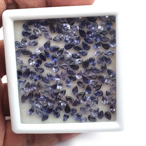 อัญมณีสีฟ้าธรรมชาติ iolite หลวมอัญมณีสีฟ้าอัญมณีตัดลูกแพร์ความร้อนสำหรับทำเครื่องประดับทำเครื่องประดับขนาด2.5x5 7x10มม - Product Image 6