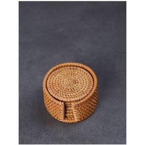 Sous-verres en rotin rond tissé générique Tapis isolant pour salle à manger Sous-verres créatifs en bambou faits à la main pour sous-verres en rotin et osier - Product Image 4