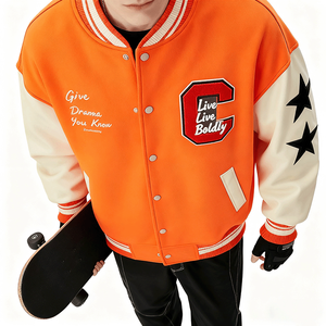 แจ็กเก็ตเบสบอลสำหรับผู้ชายเสื้อแจ็กเก็ตกันหนาวแบบลำลองปกตั้งมีหลายสี - Product Image 4
