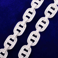 Chaîne cubaine Miami de luxe en or plaqué rhodium 14 carats, 18 mm, style pavé brillant avec diamants de laboratoire, unisexe