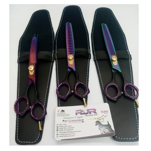 Tijeras de Peluquería Canina 440C, Tijeras Rectas de Acero Inoxidable Antiestáticas con Punta Suave, Kit de Tijeras de Entresacar para Pelo de Perro - Product Image 5