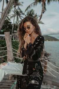 2022 Summer New Women Custom Apparel Floral Embroidered 100% Cotton Kimono <b>Cardigan</b> Half Sleeves Kimono - Product Image 5