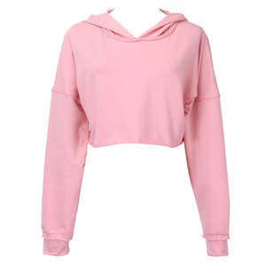 Sudadera con capucha de algodón en blanco de fabricante al por mayor de ropa personalizada para mujer, tops cortos de manga larga para gimnasio, Sudadera con capucha OEM con servicio - Product Image 6