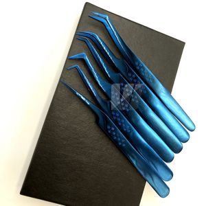 Pince à épiler professionnelle japonaise en acier inoxydable avec logo personnalisé pour extensions de cils, outil pointu durable au plasma bleu, polyvalente - Product Image 2