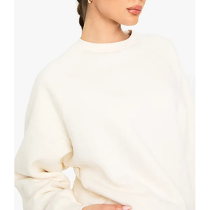 Sweat décontracté de haute qualité pour femmes sur mesure Polyester/coton mélangé polaire graphique brodé avant surdimensionné col rond - Product Image 4