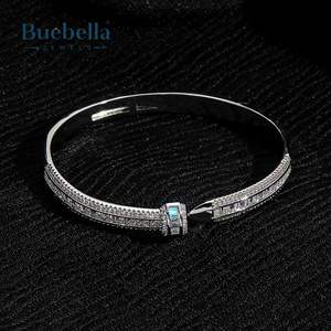 Hot Sale 18K Gold Plated 5mm 925 Silver Moissanite Tapered Baguette Cut T-shaped Open <b>Bangle</b> Bracelet <b>for</b> <b>Men</b> - Product Image 1