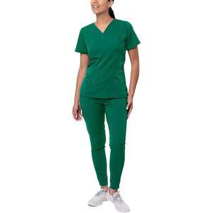 Extractor de goma con cremallera completa Moq baja de alta calidad, chaleco de uso especial de enfermería para mujeres, uniformes de Hospital con bolsillos, uniforme de enfermera - Product Image 4