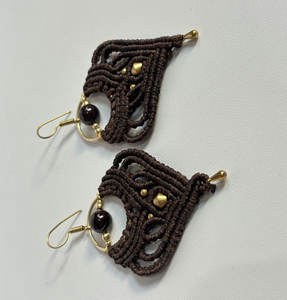 Impressionnant fils de couleur marron foncé perles en laiton balancent paire de boucles d'oreilles à la mode 1.5 ",2" pouces rond trouver des bijoux femmes pour elle - Product Image 3