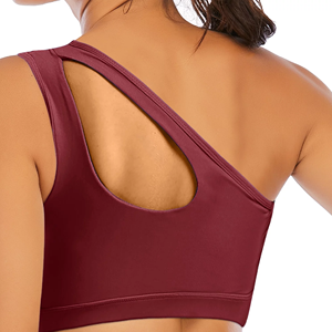 Soutien-gorge de sport pour femmes OEM 2024 de haute qualité soutien-gorge léger sans couture côtelé une épaule hauts dos nu soutien-gorge de yoga pour le fitness nouveau - Product Image 4