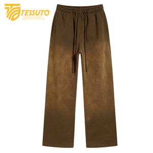 Custom Sun Faded Baggy pantalones de chándal de pierna recta de gran tamaño de algodón de rizo francés pantalones acampanados logotipo personalizado lavado pantalones de chándal - Product Image 1