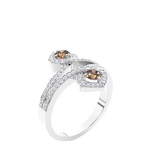 Unique blanc et marron diamant fiançailles éternité or blanc luxe ouverture anneaux femmes réglable solide anneau cadeau pour elle - Product Image 3