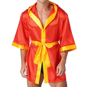 Vêtements de boxe en gros de couleur orange Robes de boxe de combat Robe de boxe respirante sublimée personnalisée avec capuche-ceinture jaune - Product Image 6