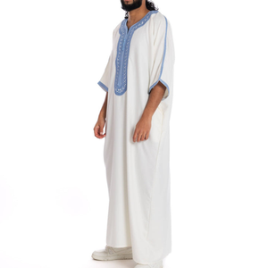 2025 Latest Collection Comfortable Men's <b>Thobe</b> Embroidered Stylish <b>Moroccan</b> Kaftan Abaya Men Hot Selling Saudi Jubbah for Adults - Product Image 2