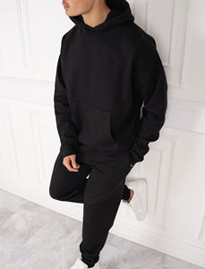 High Quality 100% Cotton Loose Fit Sweatsuit For Men Custom Distressed Embriordery logo Lightweight Streetwear Tracksuit For Men - Product Image 6