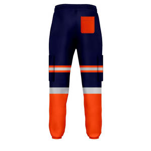 Pantalon de sécurité haute visibilité au design personnalisé Vêtements de travail en polyester réfléchissants avec poches et cordon de serrage à la taille pour une utilisation sur route et sur site - Product Image 4