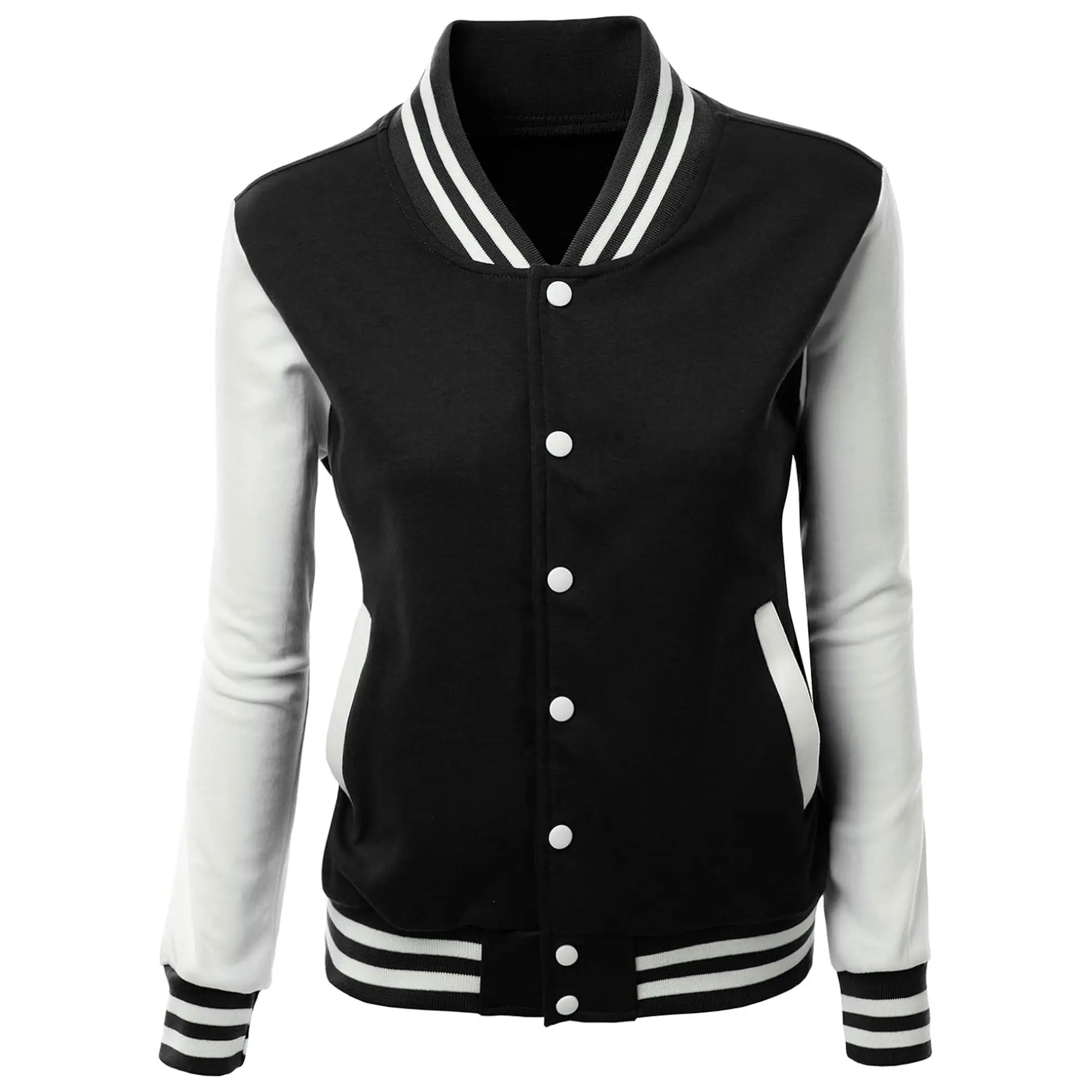 Nuovo stile varsity giacca crop top per le donne della migliore qualità Varsity giacca maniche in pelle per le donne con lettera ciniglia Patch