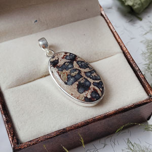 Pendentif en argent sterling 925 avec pierre précieuse fossile de crinoïde ovale |   Bijoux en fossiles naturels, prix de gros en vrac - Product Image 5
