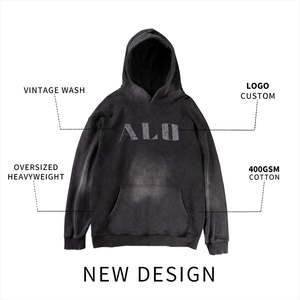 Sudadera con Capucha Personalizada OEM para Hombre, 100% Algodón, Felpa Francesa, Invierno, Gruesa, Estilo Desgastado, Efecto Desteñido por el Sol, Estilo Urbano - Product Image 2